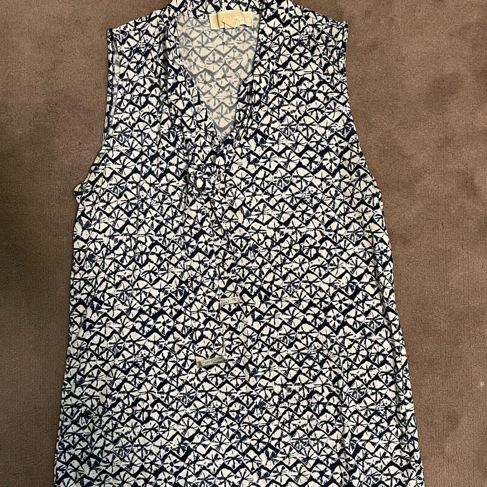 MICHAEL Michael Kors Navy and White Geometric Blouse